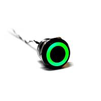 Bulgin MC25MCBGN Capacitive Touch Switches 25mm NormClsdAl Blk Anodised Grn LED