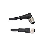 Amphenol LTW M12D04FL-12DMR-SD004 Sensor Cables / Actuator Cables M12 Circular Metric Connector, D Code, Metal, 4A, 04 pins, Female Connector, Female Contact, Straight-to-Right Angle, Screw Thread, Overmolded Double Ended, Length 4000mm, IP68 / IP69K