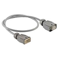 HARTING 20871453001100 Heavy Duty Power Connectors Han Q8/0 Power Cable Assembly, Single Lever Metal Hoods, Top Entry, Male/Female Double Ended, UL2237 Listed, 1.0m