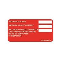 Panduit PPS0204BLMRC-L Max Rated Output Current Solar Label, 2.00" H x 4.00" W, Max Rate