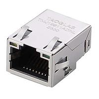 Taoglas TMJ19911ADNL Magnetic Jack RJ45 ICM, 10/100 Base-T, 1x1, Low Profile, Tab Up, 8 pin SMT, T+CMC, Mid-mount, Shielded EMI Finger, LED, Industrial grade