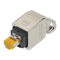 HARTING 09352250403 Modular Han PushPull RJ45 Cat6 Cable Side Connector, metal, IDC, (angled top entry) - for cable 6.5-9.5mm