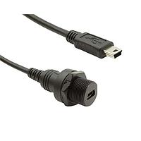 Bulgin PXP0025/MB/0M30/MB USB Cable Compact Plastic Rear Panel Mount Mini USB F to Mini USB M Cable Assembly 0.3m