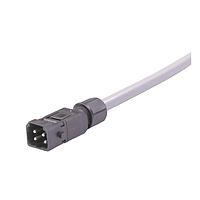 HARTING 33500400201050 Rectangular Cable Assemblies Han 1A 3+PE IP65 single ended Cable Assembly, unshielded, male, snap-in version, 4x14AWG, PVC gray, 5.0m
