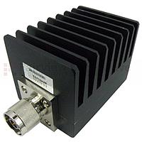 Fairview  SA4N508-20 20 dB Fixed Attenuator N Male To N Female Up To 4 GHz Rated To 50 Watts With Black Aluminum Heatsink Body