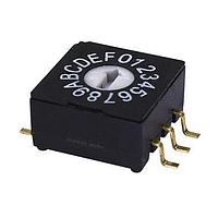 Same Sky (formerly CUI Devices) RDS-16S-1055-SMT-TR Rotary Switches Rotary DIP switch, 10 x 10 x 5.5 mm, 16 position, black, SMT, TR