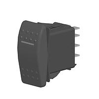 Carling Technologies VJD2A60B-A1B00-000 Rocker Switches 2-pole, ON - OFF - ON, 20A 12VDC not HP rated, Illuminated, Sealed Contura II Rocker Black Switch with Clear Lens and .250 Tab (Q.C.), 10 Terminal base