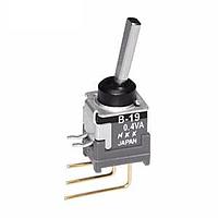 NKK Switches B19EV Process Sealed Subminiature Antistatic Toggles ON-OFF(ON) .394 FLAT VERTICAL PC .4VA