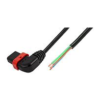 Schaffner IL13P-L-SE-H05-3100-100 AC Power Cord w/Lock C13+ left-angled, Stripped End, H05VV-F, 3x1.00 mm sq., 1 m, black
