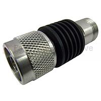 Fairview SA6N5WA-20 20 dB Fixed Attenuator N Male To N Female Up To 6 GHz Rated To 5 Watts With Black Aluminum Heatsink Body