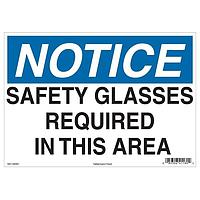 HellermannTyton 597-00081 Labels Notice Sign, 7" x 10", Safety Glasses Required In This Area, Vinyl, Blue, 25/pkg
