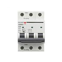 Carlo Gavazzi GSB633PC20 Supplementary Protector Three-poles UL1077 supplementary protector, 480Y/277VAC, 20 Amps, C-curve with lug terminals. Interruption rating of 5kA.