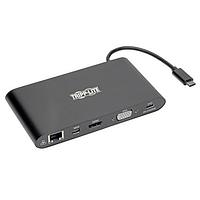 Tripp Lite U442-DOCK1-B USB Type-C to Ethernet, HDMI, mDP, Micro SD, PD Charging, SD, USB 3.2, VGA 3PT USB3.1 TYPE C DOCK, BLACK