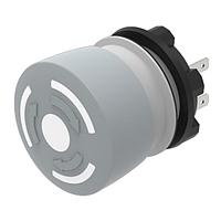 EAO 84-6230.0020 Emergency Stop Switches Stop switch,  22.3 mm,  32 mm, mushroom-head, non illuminative, Grey, Plastic, opaque, round, 1 NC / 1 NO, Maintained, Plug-interminal, 2.8 x 0.5 mm, IP65, according to DIN EN 60529, Twist to unlock, none