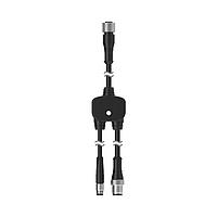 Banner Engineering CSA-FM1250.4M1241.6M831.6 Splitter Cables Splitter M12F to M12F and M8F connectors; 5-pin, Non-Shielded, IP67, AWG 22; Black PUR cord, Straight Connectors; Trunk: 0.13 m; Branches: 0.5 m
