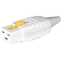 Schurter 3-152-193 Connectors 4799 Connector Rewireable 16A C19, Grey, 8.5 mm, 16 AWG Max Wire Size, V-Lock Cord Retention, IP40