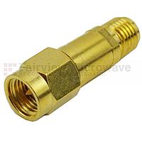 Fairview  SA3R-06  6 dB Fixed Attenuator SMA Male To SMA Reverse Polarity Female Up To 3 GHz Rated To 2 Watts With Brass Nickel Body