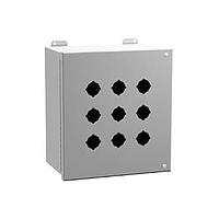 Hammond Manufacturing 1489MP9 9 Button N12 Hinged PB Encl - 9 PB x 22.5mm - 10.50 x 9.50 x 6.00" - Steel/Gray