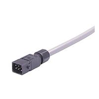 HARTING 33501000203050 Harting Han 1A 5+PE IP65 single ended Cable Assembly, unshielded, male, locking lever version (order lever separate), 6x16AWG, PVC gray, 5.0m