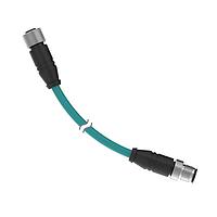 Banner Engineering STP-8M12-4M12D Sensor Cables / Actuator Cables Cordset: Double Ended M12; 4-pin Straight Female D code; 8-pin Straight Male; 0.5 m 8x24 Shielded Teal PUR Jacket; Nickel-Plated Brass Coupling Nuts