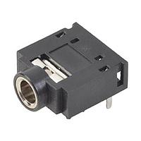 Same Sky (formerly CUI Devices) SJ1-3525NG-GR Phone Connectors 3.5 mm, Stereo, Right Angle, Through Hole, Isolated Ground, 3 Conductors, 0 2 Internal Switches, Audio Jack Connector