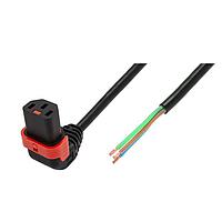 Schaffner IL13P-U-SE-H05-3100-100 AC Power Cord w/Lock C13+ up, Stripped End, H05VV-F, 3x1.00 mm sq., 1 m, black