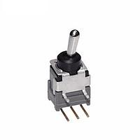 NKK Switches B18JH Toggle Switches (ON)OFF(ON) .248 BAT RIGHT ANGL PC .4VA