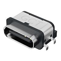 GCT (Global Connector Technology) USB4715-GF-A PCB Mid Mount Charging Sealed USBC  Rec GF 6P Horizontal MidMt SMT  H 4.46mm IP67, Gasket Required Seperately