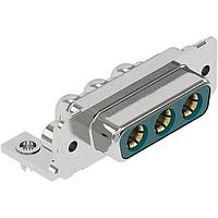 HARTING 09692009140 Mixed Contact D-Sub Connectors D-Sub 3W3 female angled, 20Amps, PLS4, board locks, 4-40 threading
