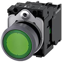 SIEMENS 3SU11360AB401BA0 Pushbutton ILLUMINATED PUSHBUTTON, MOM, GRN, FLUSH