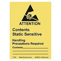 SCS 7102 ESD Attention, Destructible DESTRUCTIBL YEL/BLK 500 PER ROLL
