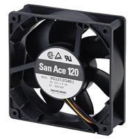 Sanyo Denki 9GV1224P1J01 Axial DC Axial Fan, 120x120x38mm, 24VDC, Guide Vane, Tachometer, PWM