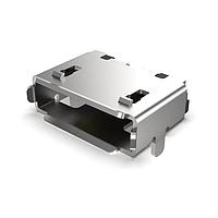 GCT (Global Connector Technology) USB3090-30-A Micro USB Type AB Connectors Micro A/B Skt,Bottom-SMT, R/A, 30u No Peg, W/shell stake,T&R