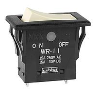 NKK Switches WR11BS Rocker Switches SPST ON-OFF IVRY 15A SLDR LUG ENV SEALED