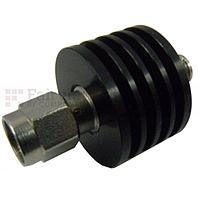 Fairview SA6S5W-15 15 dB Fixed Attenuator SMA Male To SMA Female Up To 6 GHz Rated To 5 Watts With Black Aluminum Heatsink Body