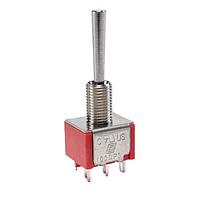 E-Switch 100DP3T4B1M1QE Toggle Switches TOGGLE, 5A 120VAC/28VDC, DPDT On-Off-On, Panel Mount Solder