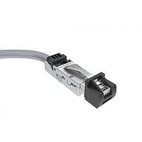 Amphenol Commercial Products DRPC11B009040 Cat 6a Cable, Cat6A, Industrial RJ45, straight exit to pigtail, 26AWG, 2.0m, 50u" gold