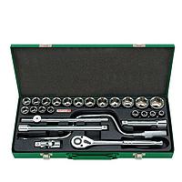 TOPTUL GCAD2602 12PT Socket Set Mirror/ Stamping/ Metal Box (1/2", 26 PCS)