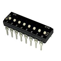 CTS Electronic Components 210-8MSF DIP Switches THROUGH HOLE, GOLD FLASH DIP SWITCH, 8-POLE, MEDIUM ACTUATOR, BOTTOM SEAL, OFF, TUBE PACK