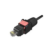 Amphenol Commercial Products NDHR6A4 Connectors Rectangular Push Pull RJ IP67, RJ Hood Kit & Plug with bulkhead, Tab Down, 50u"