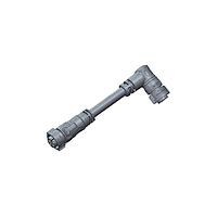 Amphenol LTW AB-BB02BL-BBBR-QEA05 Sensor Cables / Actuator Cables X-Lok, Standard Size, Plastic, 10A, 02 pins, Female Connector, Male Contact, Right Angle-to-Straight, Push Lock, Overmolded Double Ended, Length 500mm, IP68