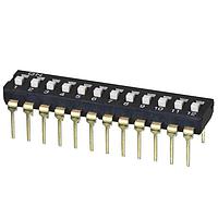 Same Sky (formerly CUI Devices) DS04-254-1S-12BK DIP Switches DIP Switch, SPST, 2.54 pitch, Raised actuator, short pin, 12 position, Black