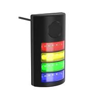 Banner Engineering TLF100PDLGGRRQP Daylight Visible Flush Mount Tower Light TLF100 Pro with Pro Editor; Daylight Visible; 4 Segment; Black Housing; 24 V dc; Environ. Rating: IP65; IP69K; Colors: Green, Green, Red, Red; 150 mm (6 in) 5-pin M12 PVC Pigtail QD