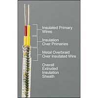 OMEGA EXPP-T-16-TCB-P-25 Copper Overbraid Thermocouple Duplex Extension Wire (25 ft, ANSI, T, 0.19 x 0.26 in, 16 AWG, Solid)