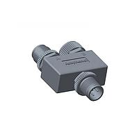 Amphenol LTW YA-A08M-A08M-A08F-01 Y-Adapter Circular Metric Connector, Y Adaptor, Metal, A Coding, 2A, 08 pins, (End 1) Male Male, (End 2) Male Male, (End 3) Female Female, Screw Thread, IP68 Mated