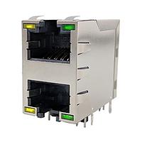 Amphenol Commercial Products RJE1R288325413 Stacked Cat6 over Cat5e 2x1 With Shield with LED