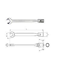Yato YT-4957 Combination flexible socket wrench 19mm