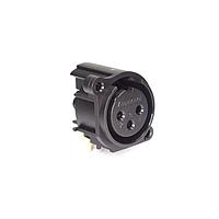 Amphenol Audio AC3FAHL1-AU-PRE Connectors 3 Pole XLR Female Chassis Mount A Type Gold Contacts Black Finish Horizontal PCB