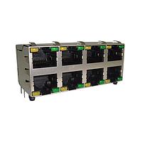 Amphenol Commercial Products RJSNEG38D08 Stacked RJ45 Stacked LEDs 8 Port