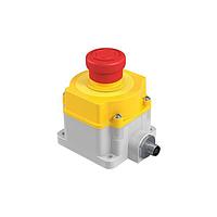 Banner Engineering SSA-EB1PLGR-0DED1Q8 Latching Turn Release Emergency Stop with ISD: Flush Mount 40 mm Push Button; Illuminated Color: Green/Red Flashing; 2 N.C. OSSD Safety Contacts, IP65; 8-pin M12 QD